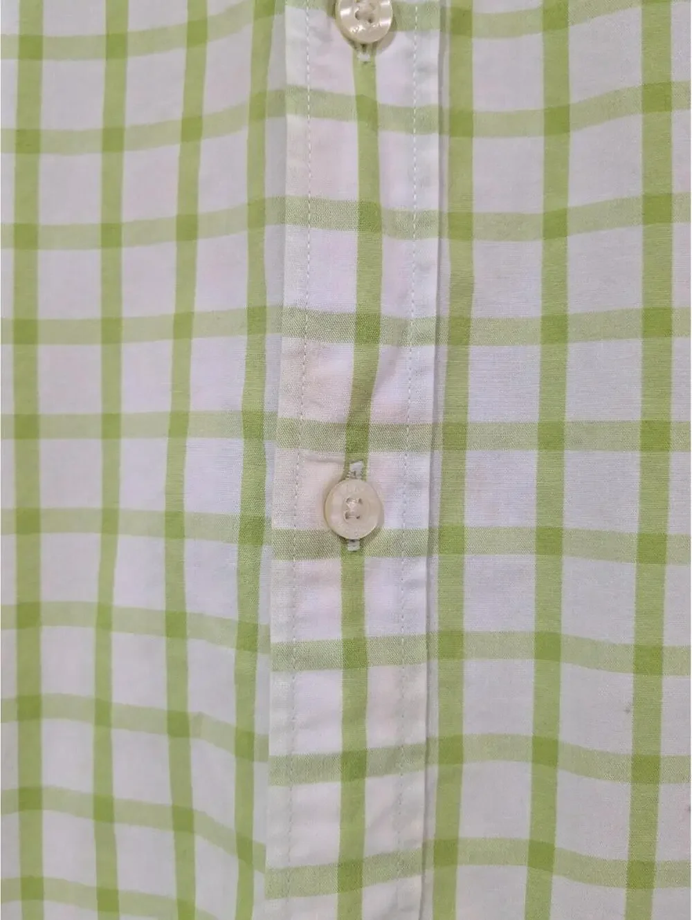 J. Crew Men's Long Sleeve Button Down Shirt, Lime Green White, Size XL, Cotton
